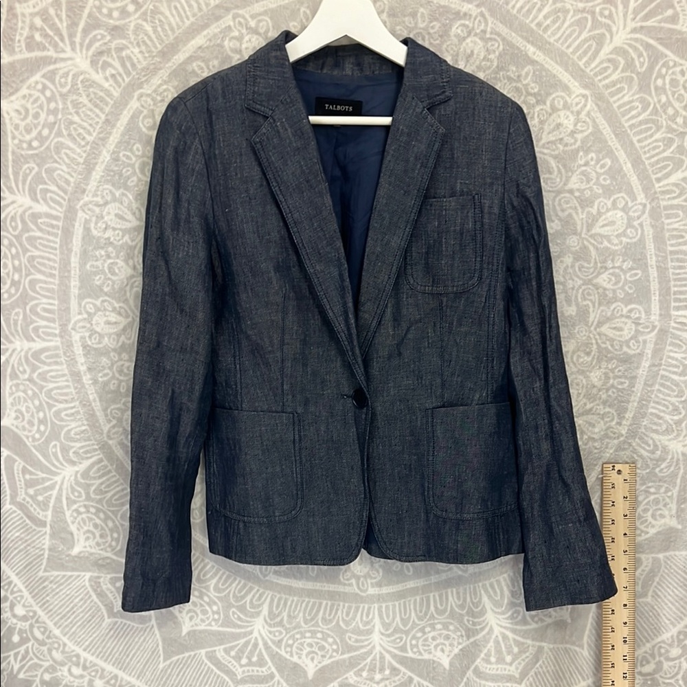 Talbots Women's Denim Blazer slightly tinted 10 No Stretch VVGUC